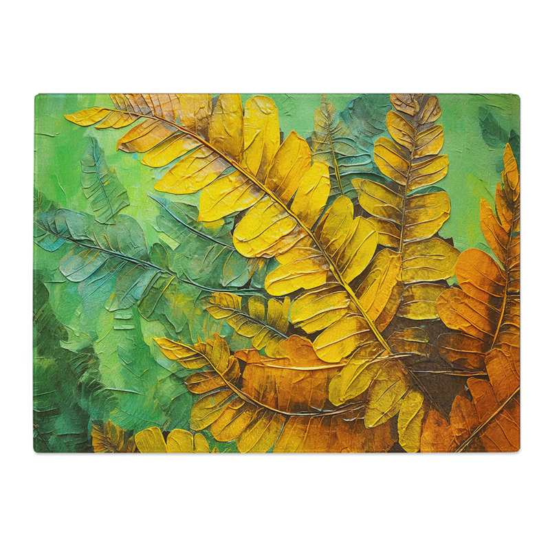 Fern Leaf Abstract  Glass Chopping Board