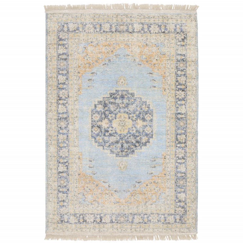Tapis oriental bleu / beige Hadden, Rectangle 10 pi x 13 pi