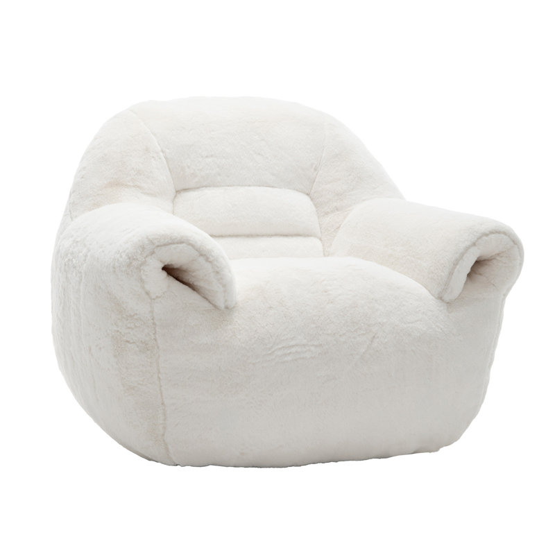 Bean Bag Chair, White Faux Fur