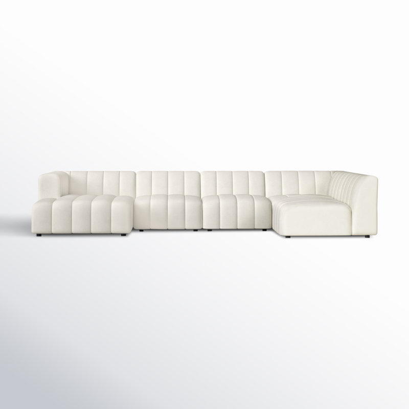 Bowry Upholstered U-Shaped Sectional, Left Hand Facing, Fayette Cloud Polyester Blend