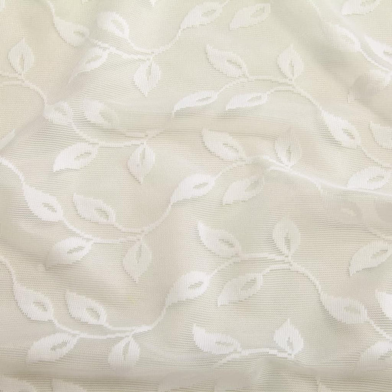 Fingal Semi Sheer Curtain Pair, Leaves Cream, Width 140cm x Drop 175cm