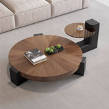 Kerween Atreu Modern Handmade Nesting Solid Wood Coffee Table, Round(Set of 2)