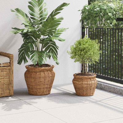Planter Basket With Storage 2 Pcs Lacak Rattan Decorative Indoor Home