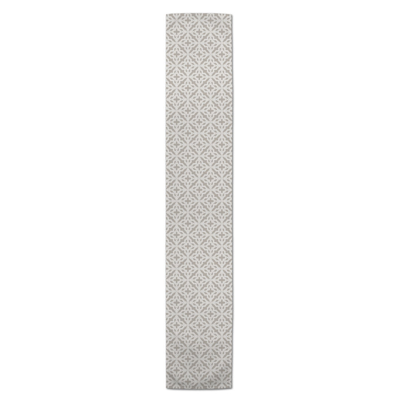 Hovig Geo Quatrefoil Table Runner, Geometric 1, 72" x 16", Khaki