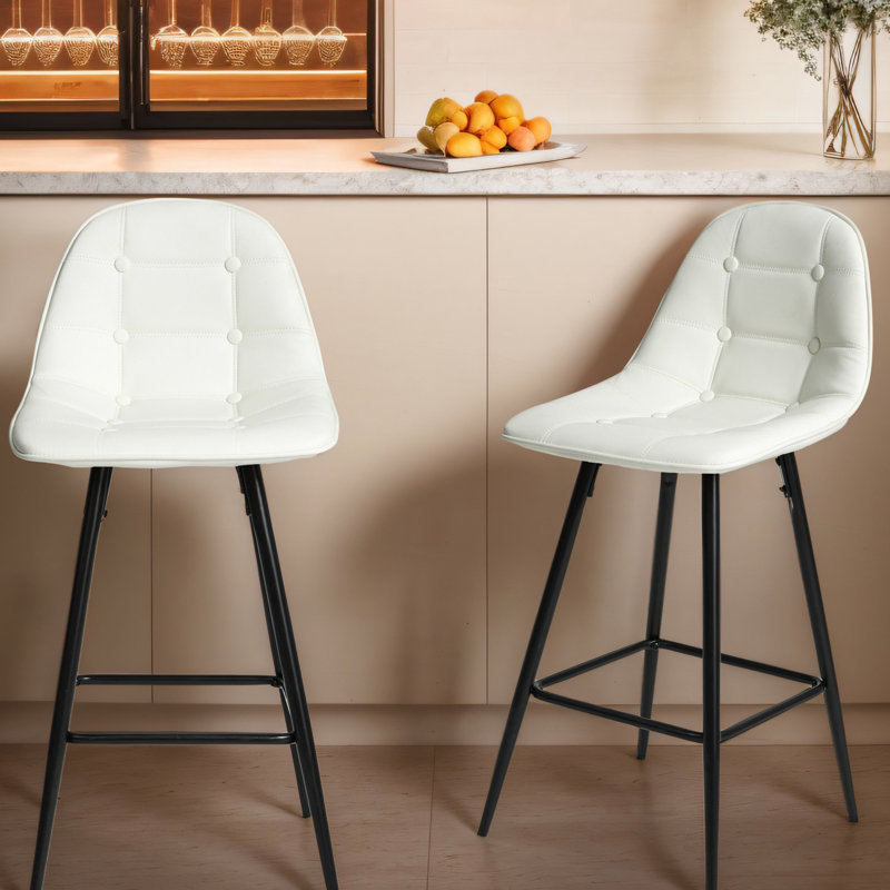 Tabourets de comptoir en cuir Modern, Blanc