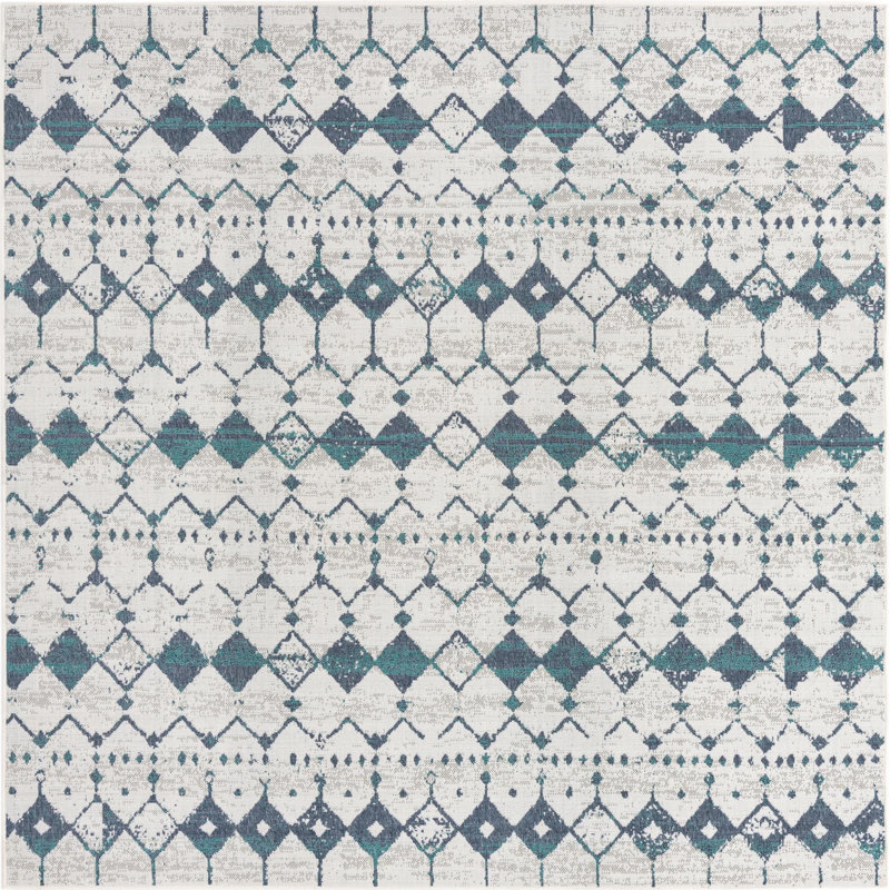Geometric Indoor / Outdoor Rug, Square 7'10"