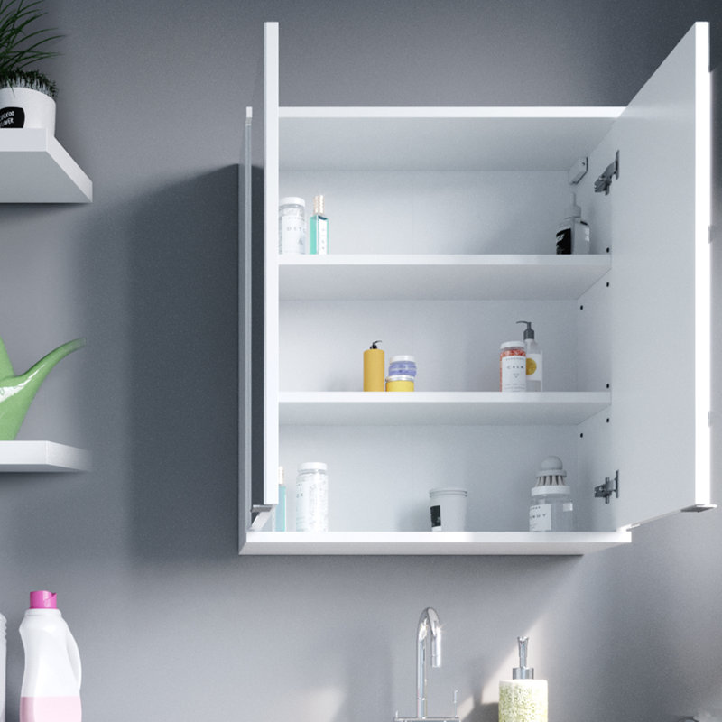 Mairwen 600mm W 680mm H Surface Frameless Medicine Cabinet Mirror 2 Fixed