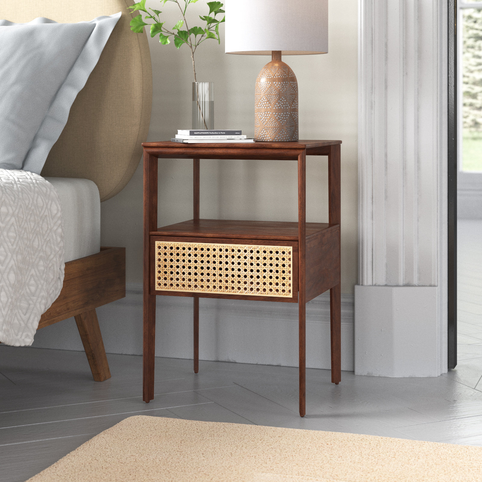 Enyo 1 - Drawer 16" Nightstand in Dark Brown