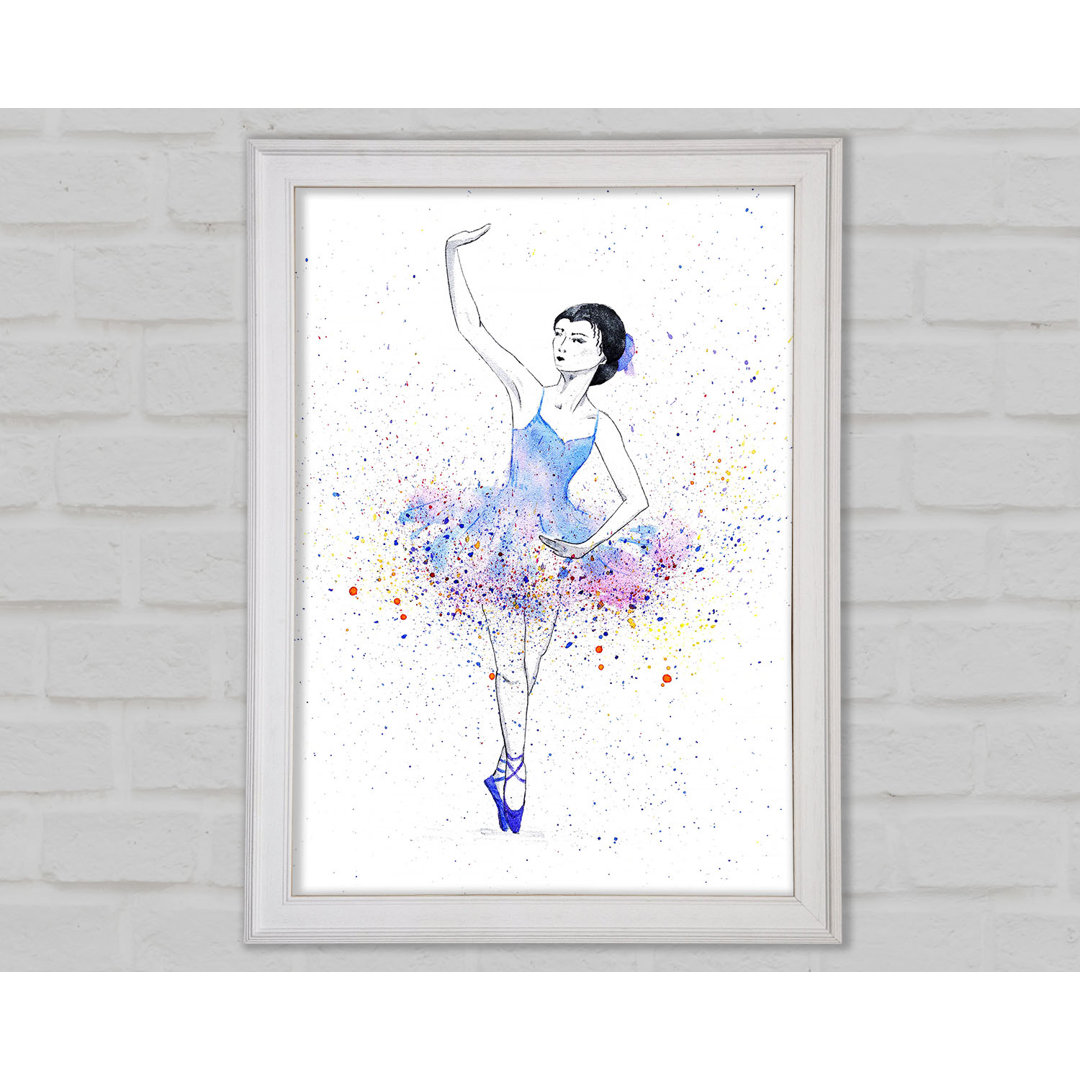 Blau Rosa Ballerina 5 - Einzelner Bilderrahmen Kunstdrucke