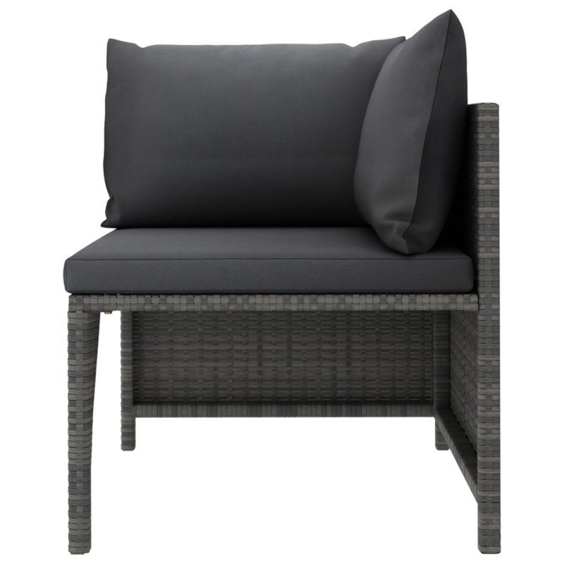 Aighleigh 23.6" Wide Square Patio Sectional Set with Cushions, Anthracite, Gray