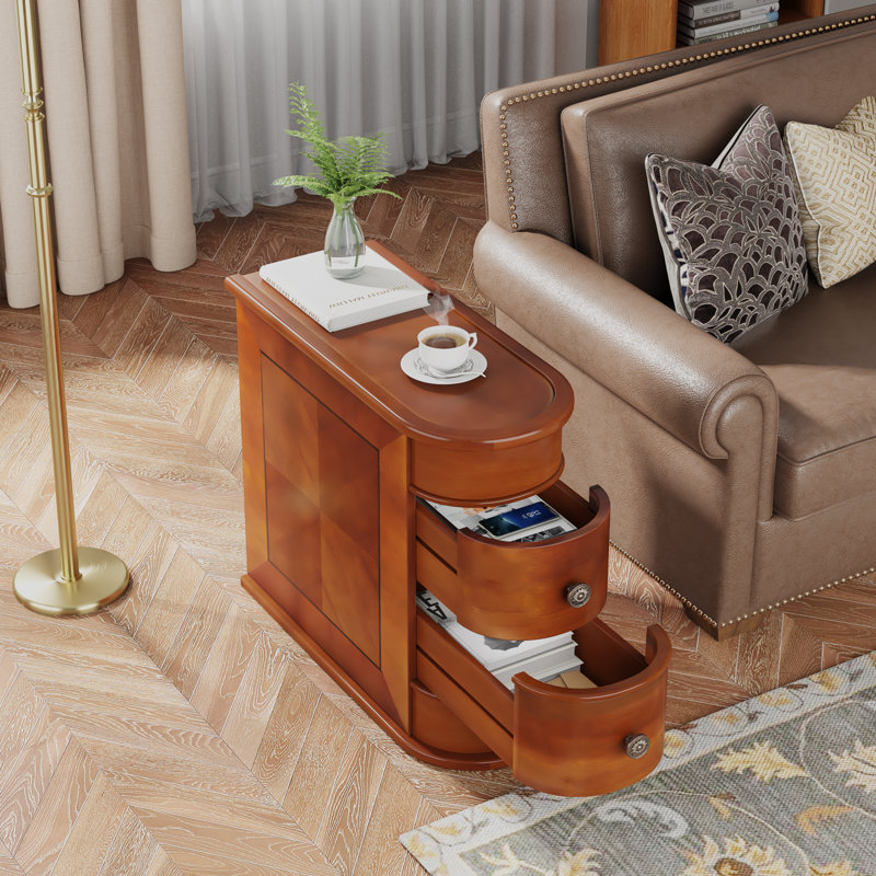 Table de bout avec tablette, Brun neutre chaud