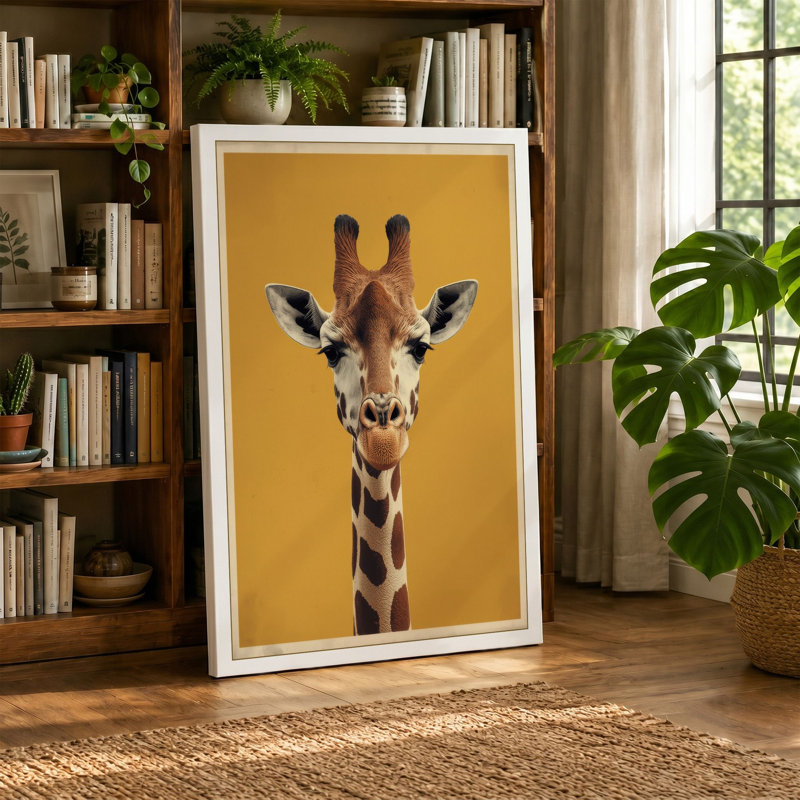 Giraffe Portrait Modern - Wrapped Canvas, 18x12 - 45.7 x 30.5 cm, Terracotta Border