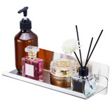 Small Bathroom Shelf, Floating Shelf For Wall, Adhesive Wall Shelf, Stainless Steel Bathroom Floating Shelf, Wall Mounted Floating Shelf, Silver Display Shelf,(Silver)