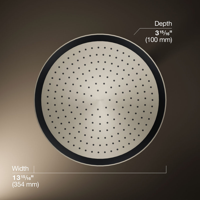 Statement 14" Single-Function Wall or Ceiling-Mount Round Rainhead, Round Rain Showerhead 2.5 GPM, Vibrant Brushed Nickel