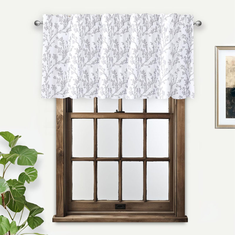 Alarise  Floral  Blackout Kitchen Valances for Windows Bedroom Living Room Rod Pocket Farmhouse Tree Branch Short Topper 1 Panel