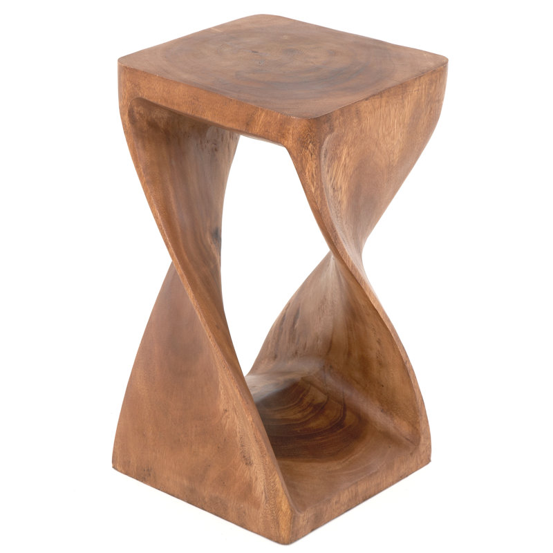 Alvo Solid Wood Accent Stool, Clear