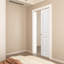 Porte coulissante 24 po x80 po à 2 panneaux surélevés avec dessus en arche et blanc, moulé, lisse, moulé et creux-122290111