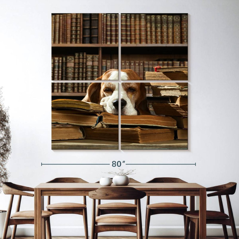 Dog And Books, 74" H x 74" W