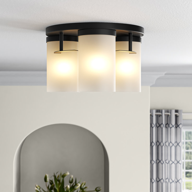 Plafonnier encastré 3 lumières 12 po Rudaigh, Noir, noir, noir, noir