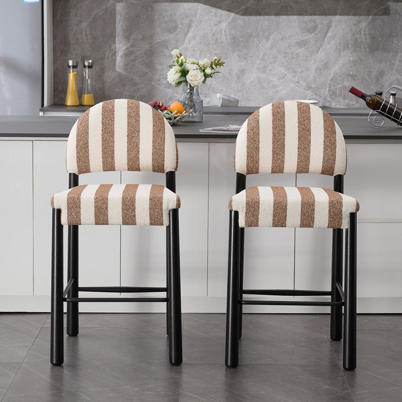 Upholstered 26.4'' Linen Counter Stool With Solid Wood Frame (Set of 2)