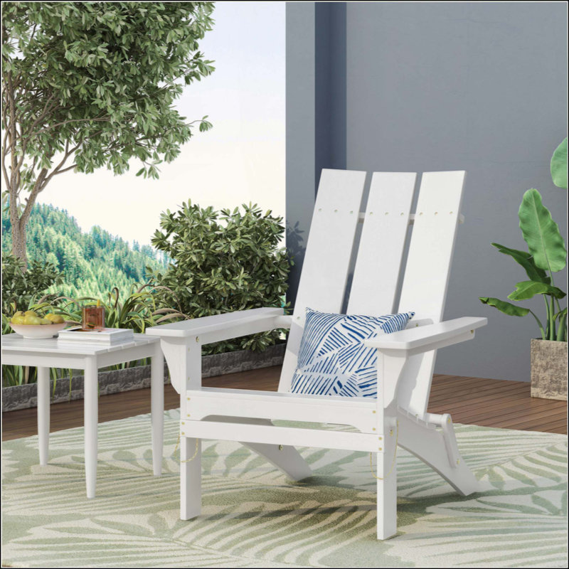 FOLDABLE ADIRONDACK CHAIR With Rich Acacia Wood And Sleek Modern Design For Outdoor Relaxation And Easy Storage, White