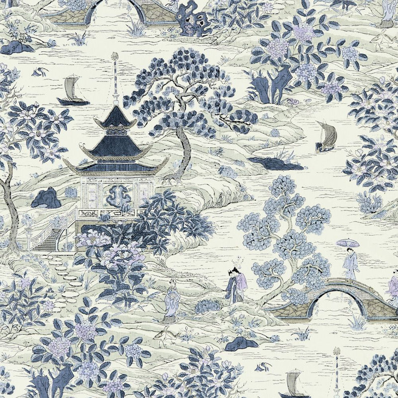 Tissu en lin Pacifica Satomi Hand Block, Bleu