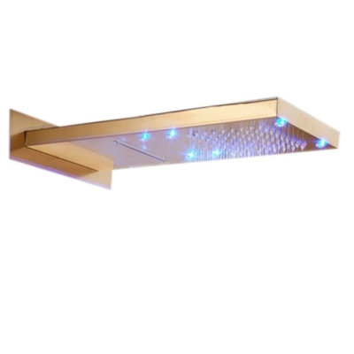 Reno LED Color Changing Gold Plate Two Ways Soild Brass Wall Mount Shower Head