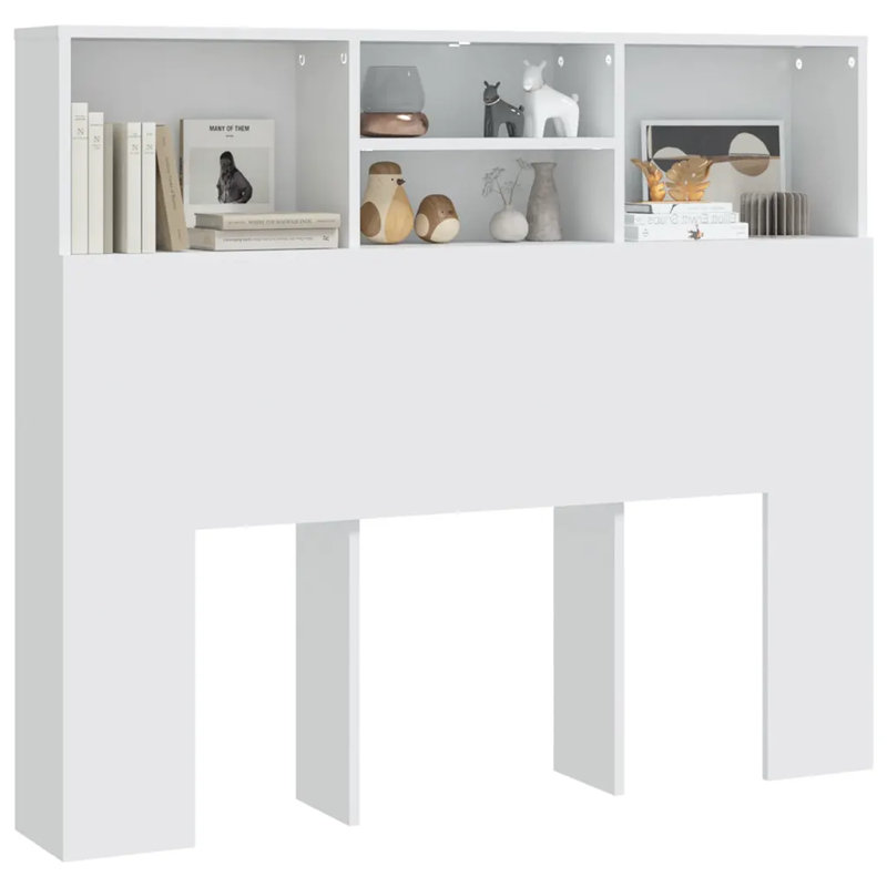 Headboard Cabinet Bedroom Home Indoor Bookcase, White, Small Double (4')