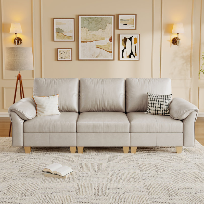 Canapé modulaire 96 po à 3 places avec rangement 96 po, gris, Grège