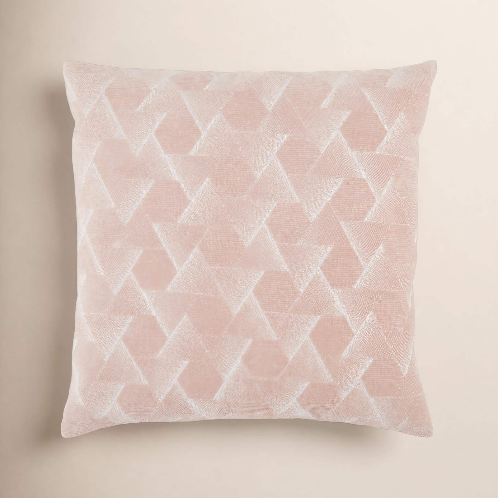 Gretchen Geometric Cotton Throw Pillow, Down, Blush