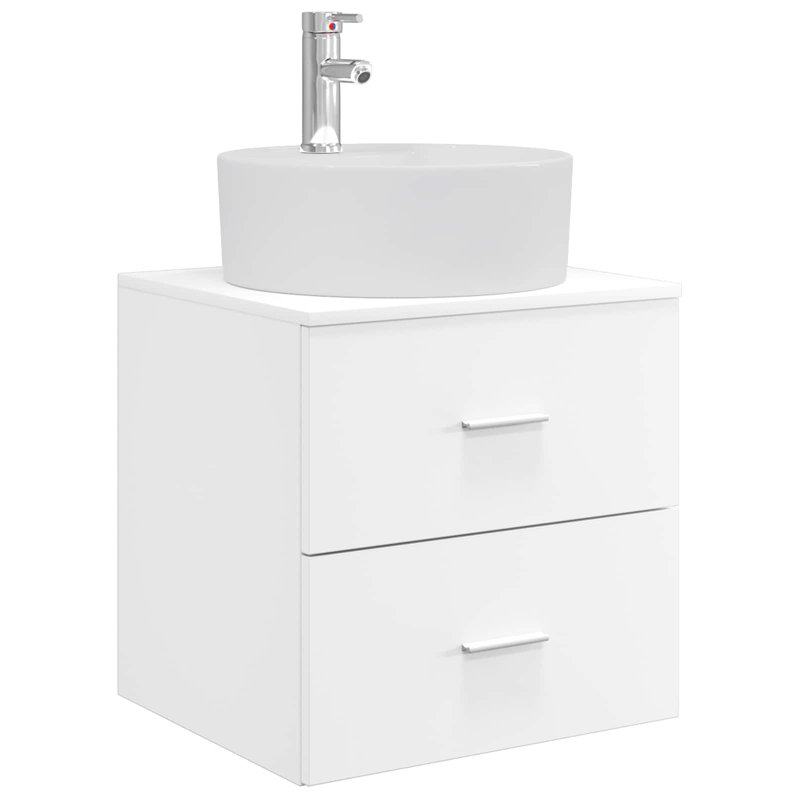 Single Bathroom Vanity with Ceramic Basin, White