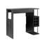 Table de bar Home avec compartiment pour verres à vin et trois tablettes en gris et noir vieilli