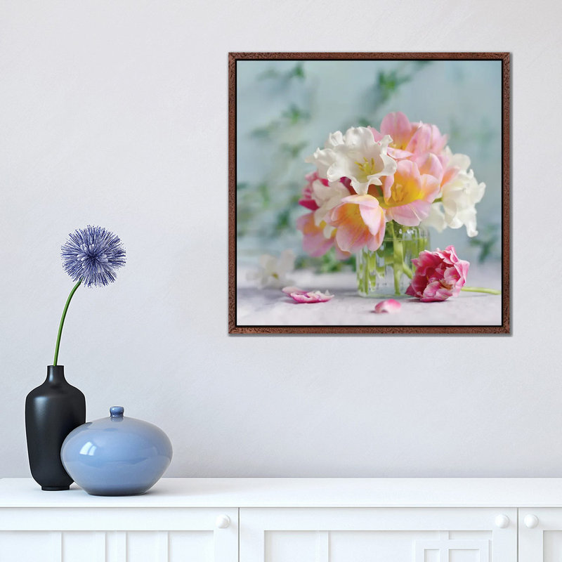 Petite Bouquet by Sarah Gardner - Print on Canvas, Brown Floater Frame, 45.72 cm H x 45.72 cm W