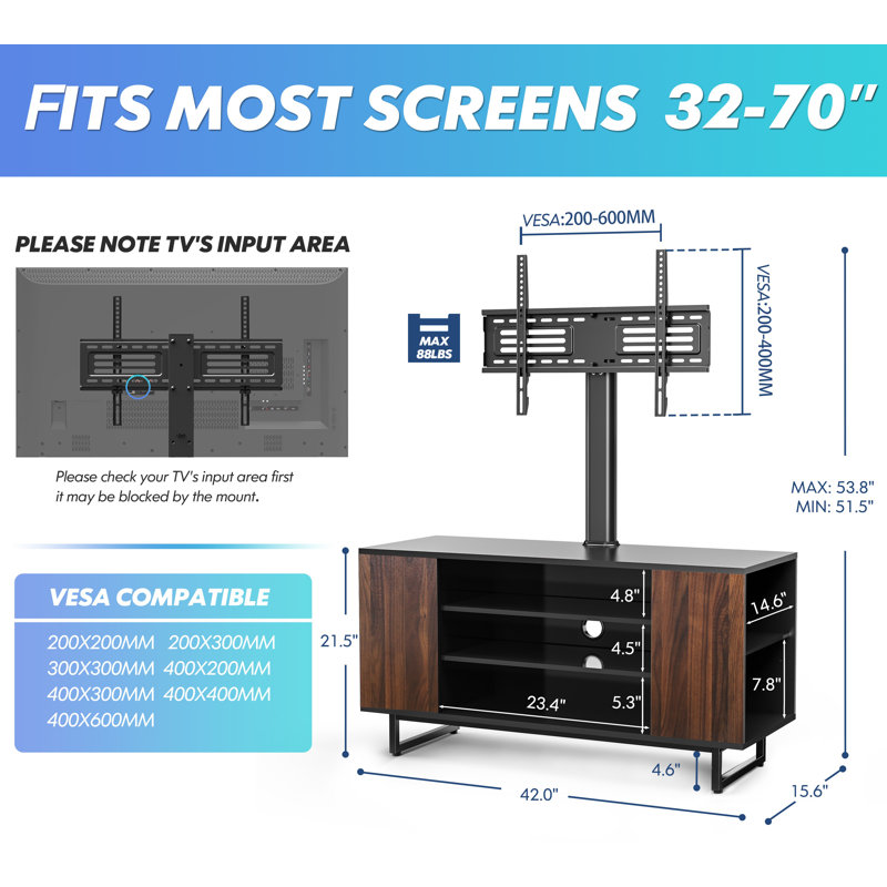 Charlotin TV Stand for TVs up to 70" Height Adjustable