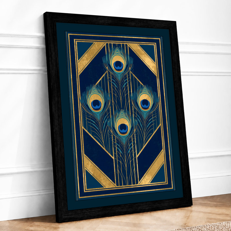 Golden Circles Art Deco - Framed Print, A4 - 29.7 x 21.0 cm, Black