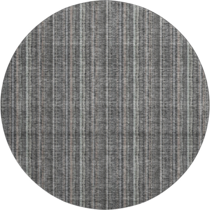 Premium Machine Washable Prisco Gray Rug, Round 8'