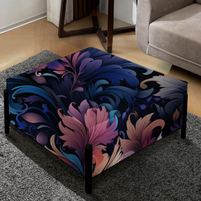 Purple Tribal Damask Blend - Damask Large Square Ottoman