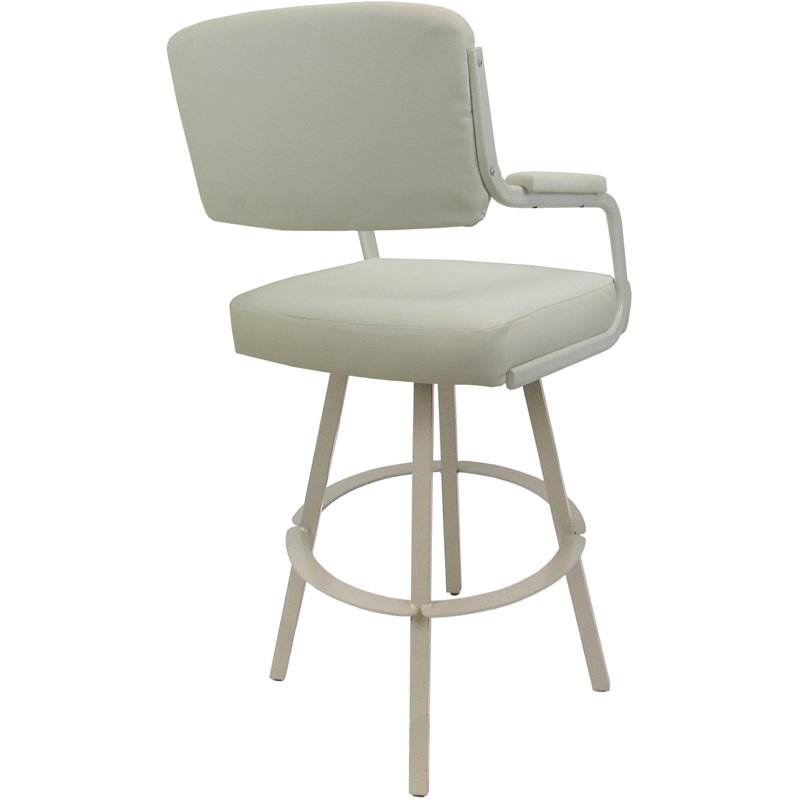 Tabouret de bar pivotant Kambria, Vinyle beige / cadre beige
