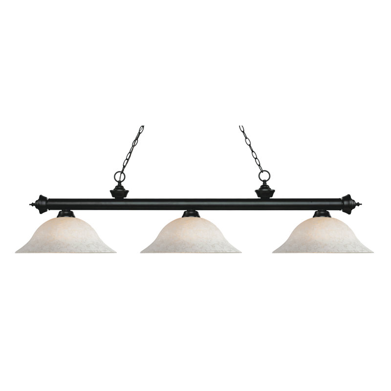 Chevelle 3 - Light Pool Table Lights Pendant, White Mottle, 13.25" H x 59" W x 16" D, Matte Black