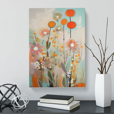 Mid Century Modern Flowers Vol.6 - Wrapped Canvas