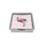 Pink Flamingo Beaded Napkin Box Set