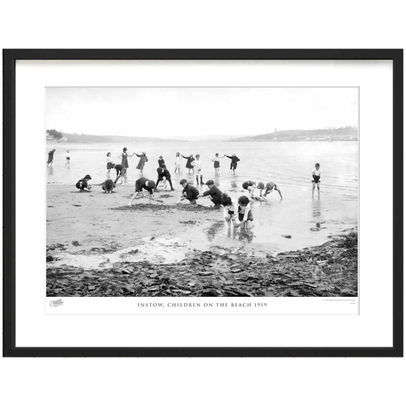 Instow, Children On The Beach 1919 - Single Picture Frame Print, 28cm H x 36cm W x 2.3cm D