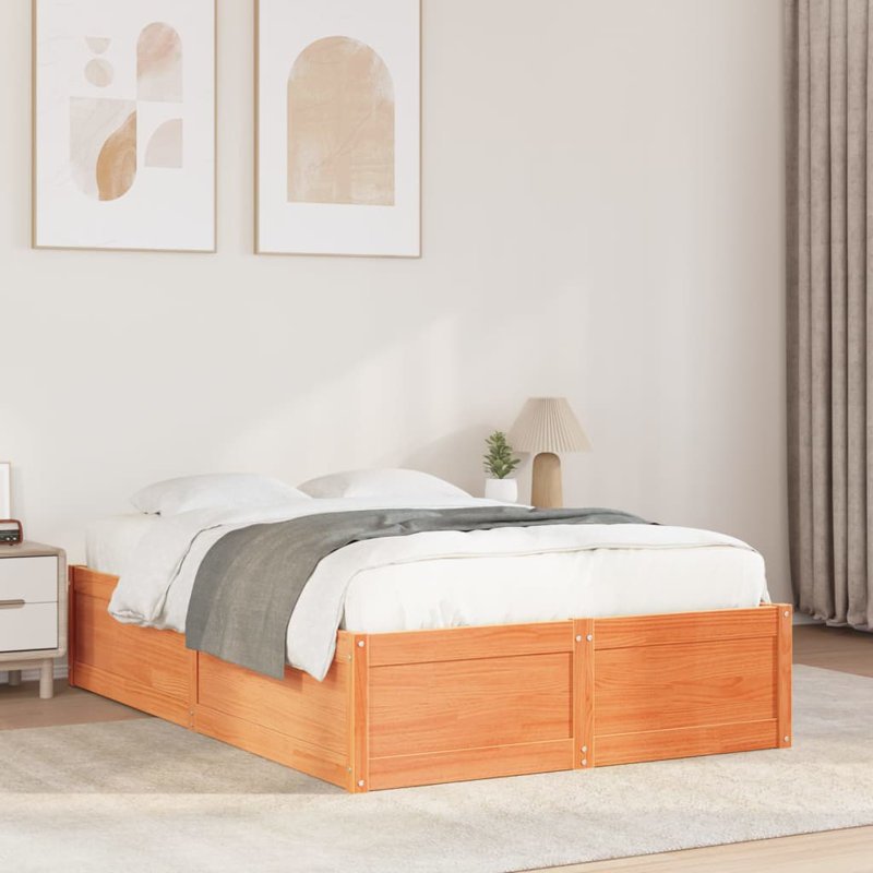 Eringate Solid Wood Bed, Wax Brown, UK Double - DE 135 x 190 cm