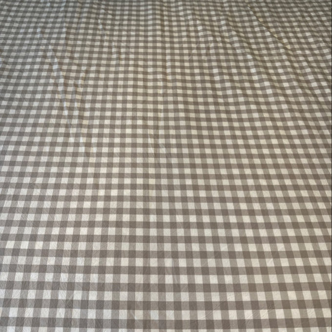 Brown MooMee Gingham Duvet Cover Set 100% Washed Cotton Linen King Size