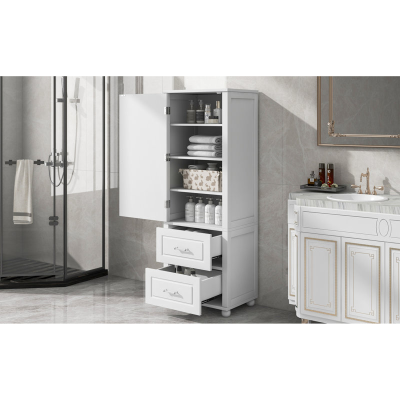 Élégante armoire de rangement haute pour la salle de bain, fabrication en MDF, design blanc moderne