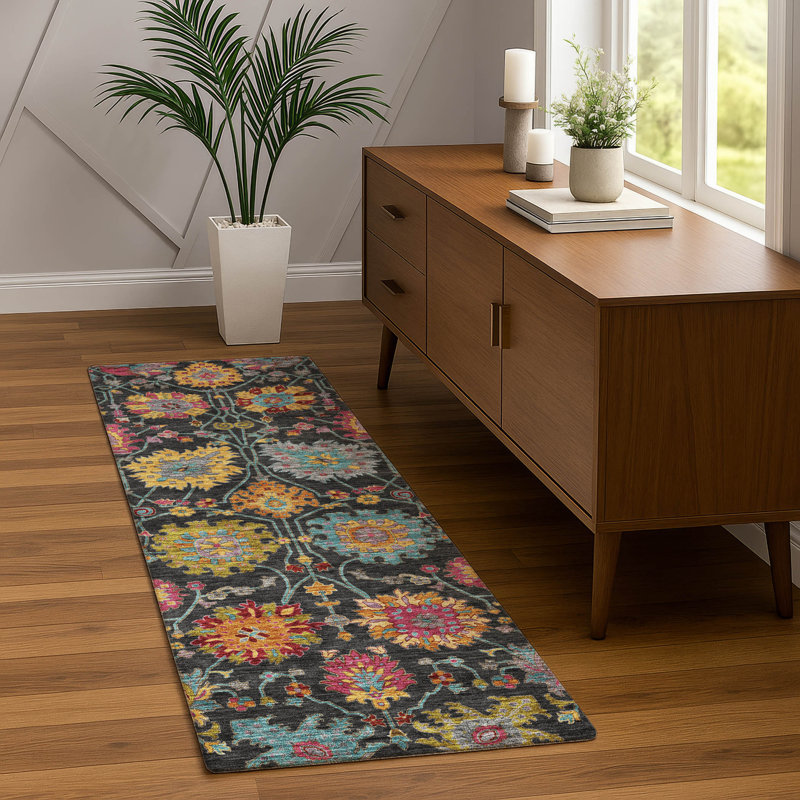 Machine Washable Indoor/Outdoor Mattera ACN2288 Damask Rug, Runner 2'3" x 7'6"