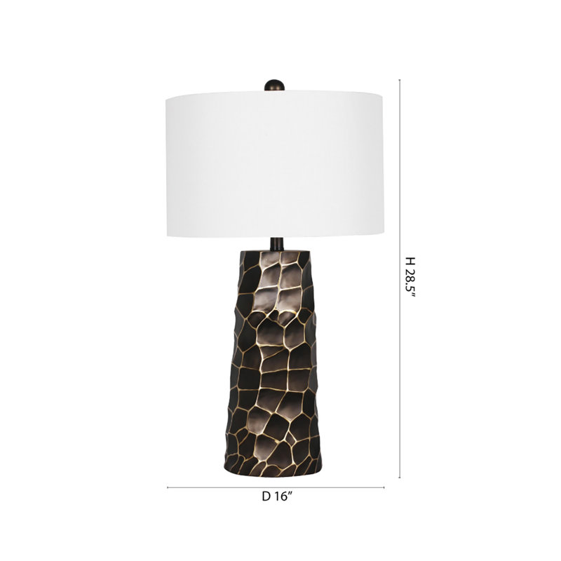 1-Light Oil Bronze Polyresin Table Lamp With A Shade