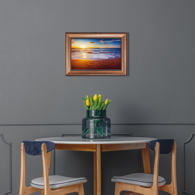 Art mural personnalisé sur toile Sunset Beach, H 12 po x l 18 po, Reproduction encadrée de plastique sans passe-par, Bronze