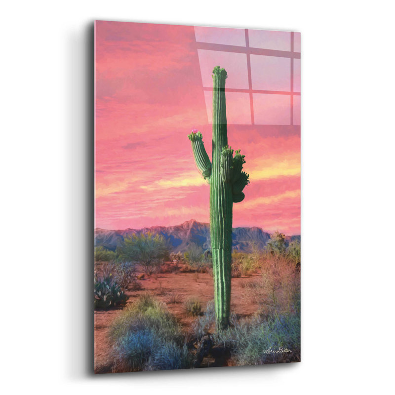 Vibrant Cactus Sunset - impression sans cadre, H 16 po x l 12 po x P 0,13 po