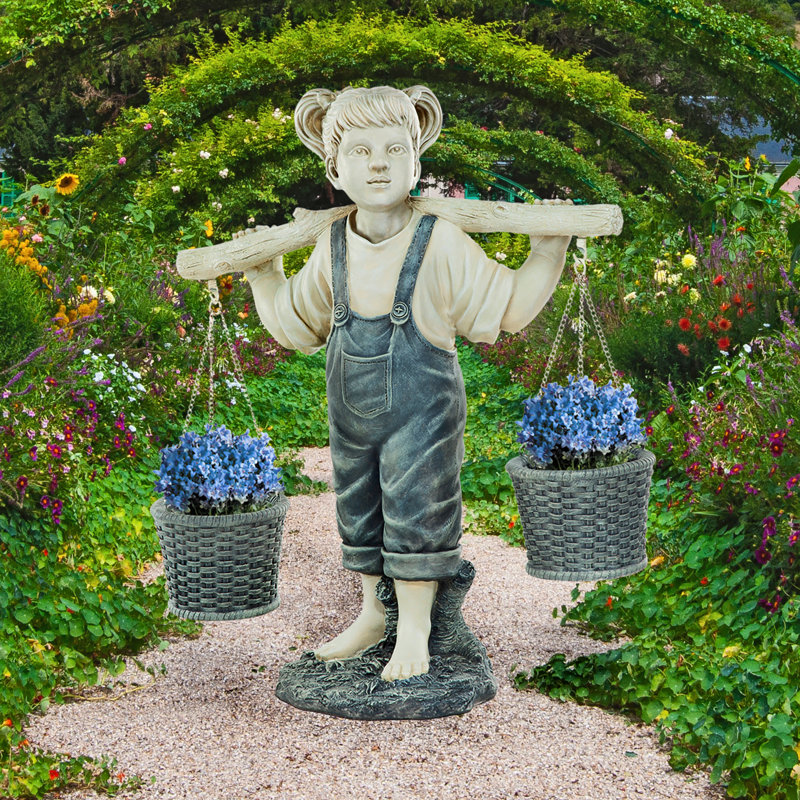 Statue de jardin felicity little fille fleurs for